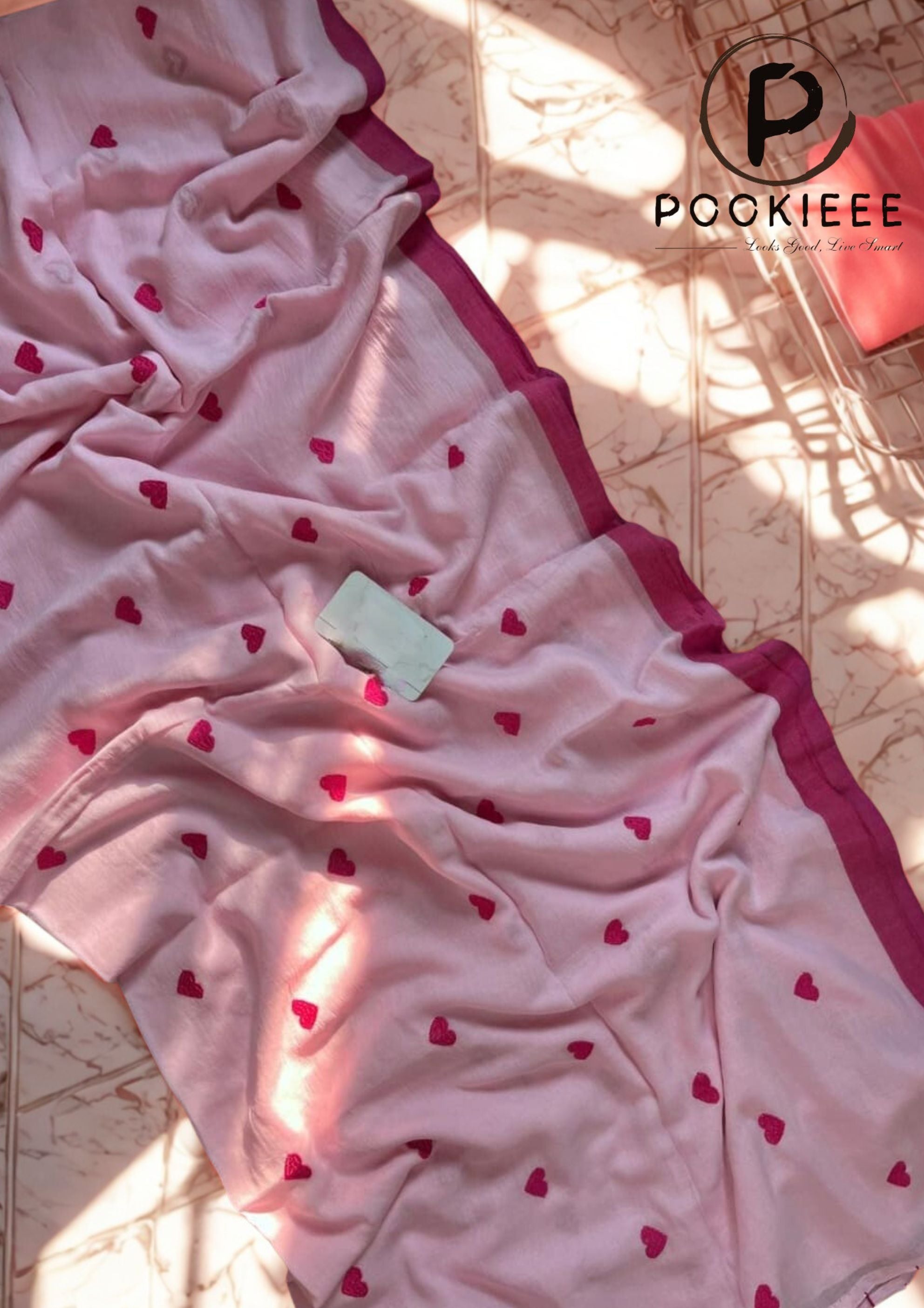 CK Khadi Saree with delicate LOVE embroidery Saree
